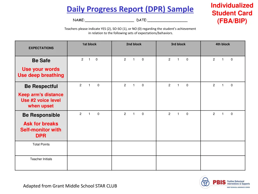 individualized student card fba bip