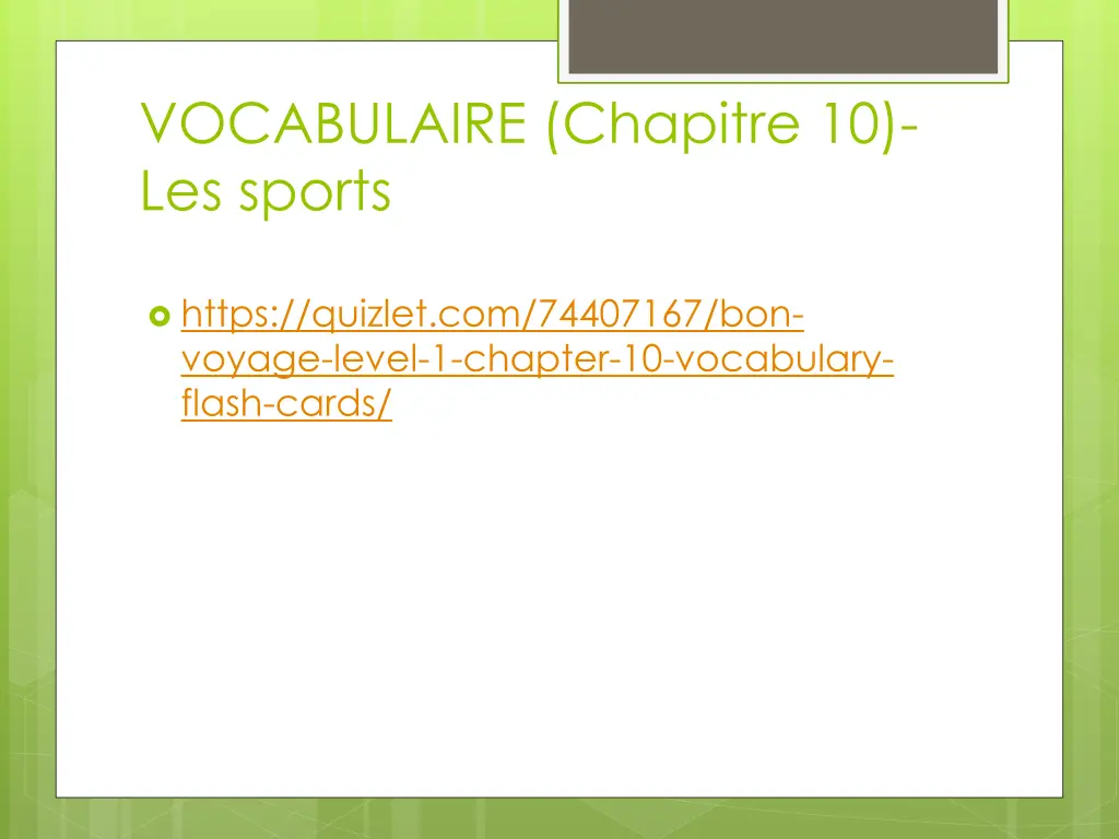 vocabulaire chapitre 10 les sports