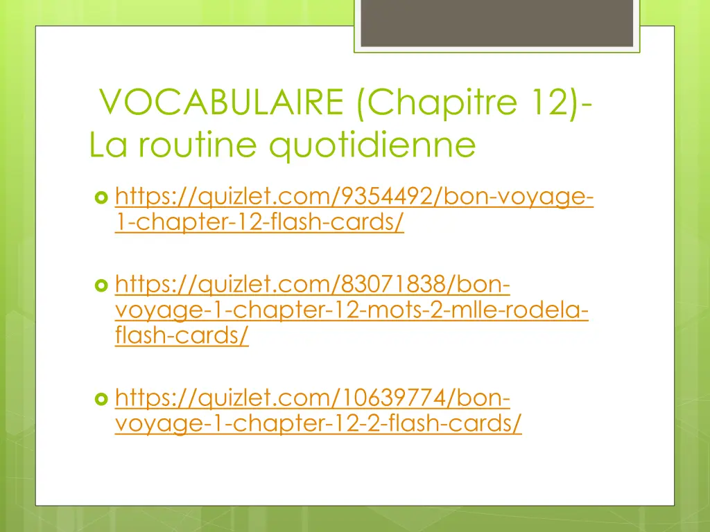 vocabulaire chapitre 12 la routine quotidienne