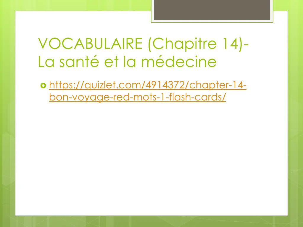 vocabulaire chapitre 14 la sant et la m decine