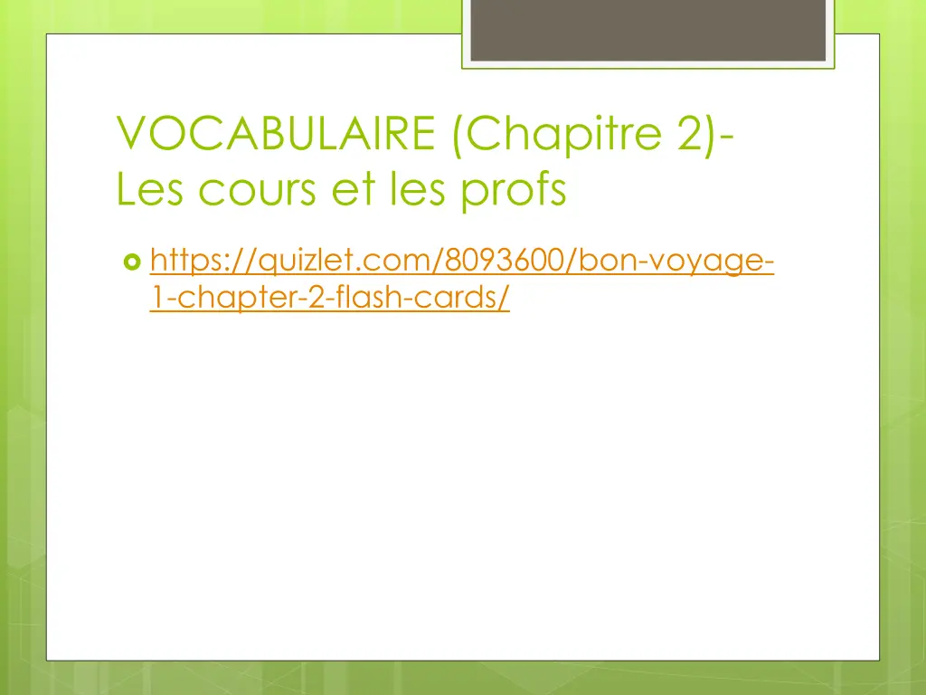 vocabulaire chapitre 2 les cours et les profs