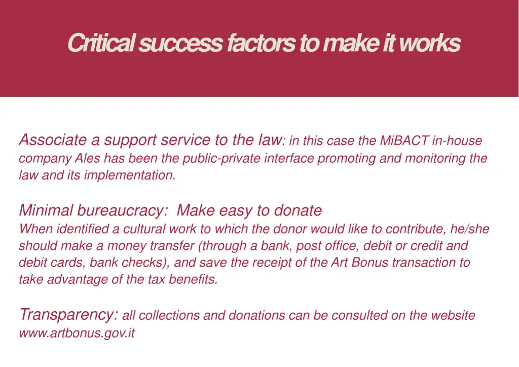 critical success factors to make it works