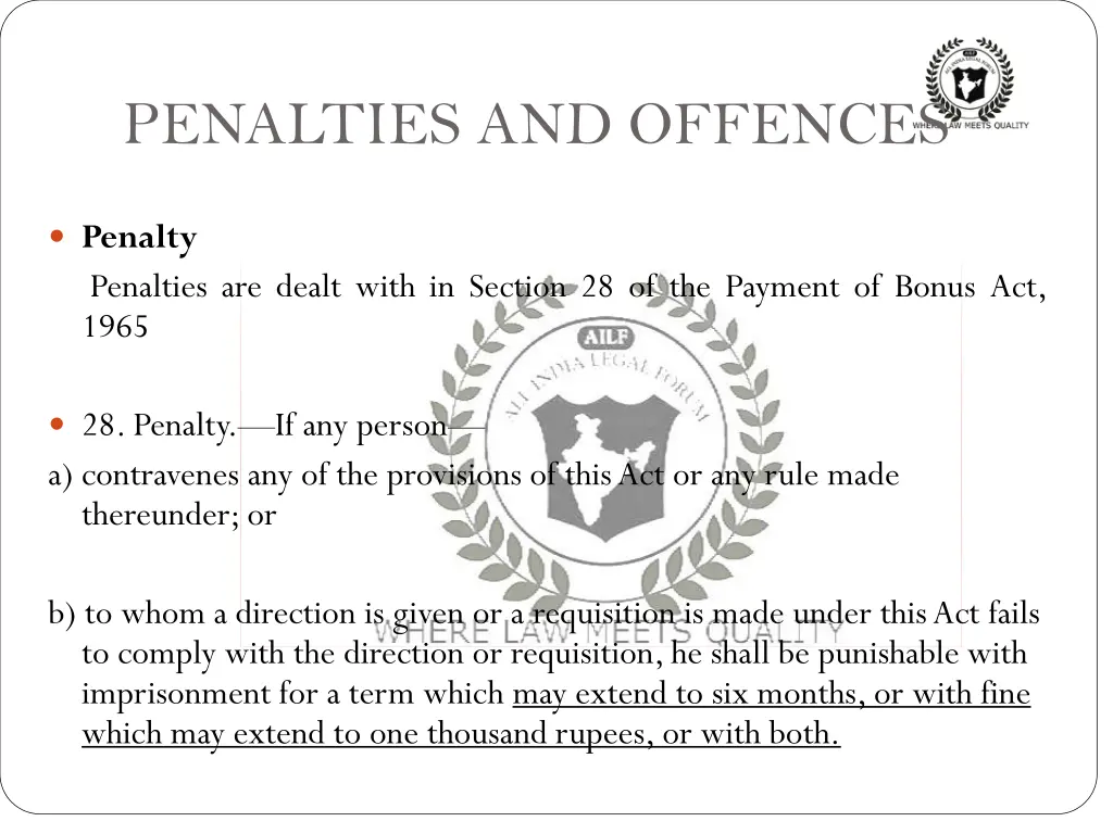 penalties and offences