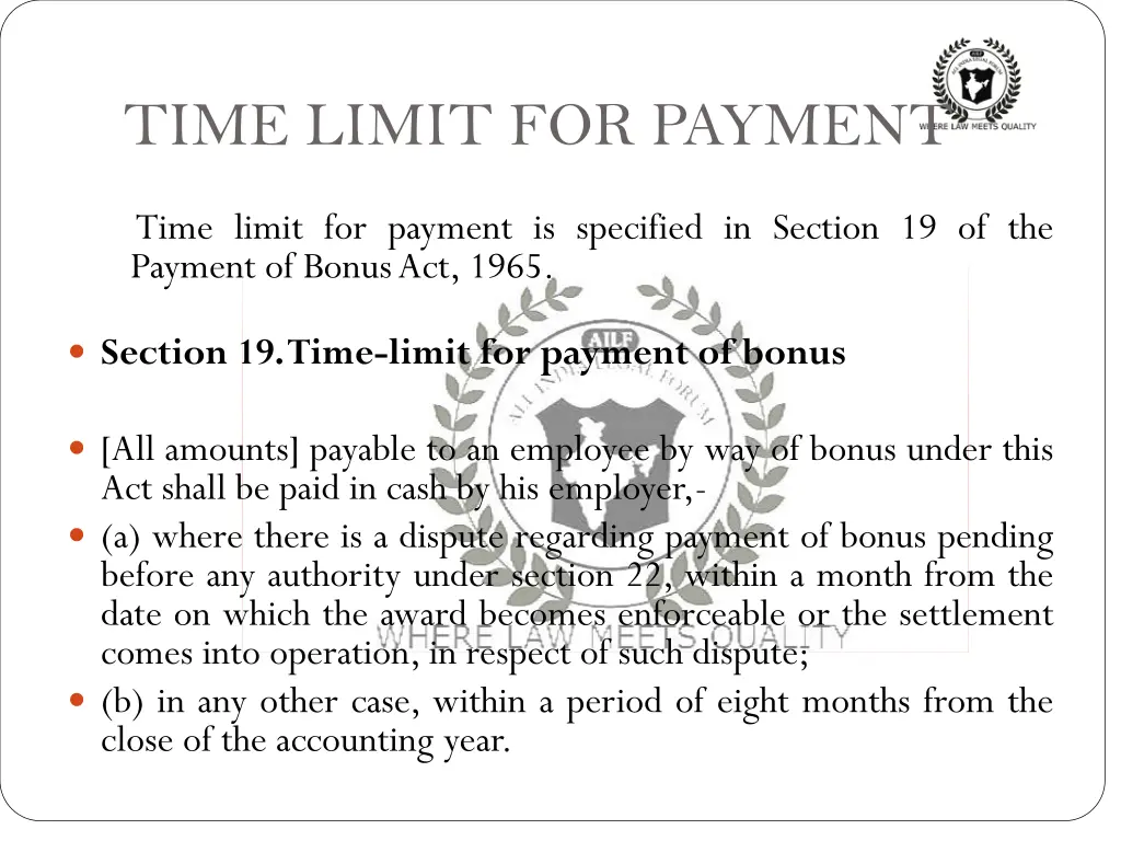 time limit for payment