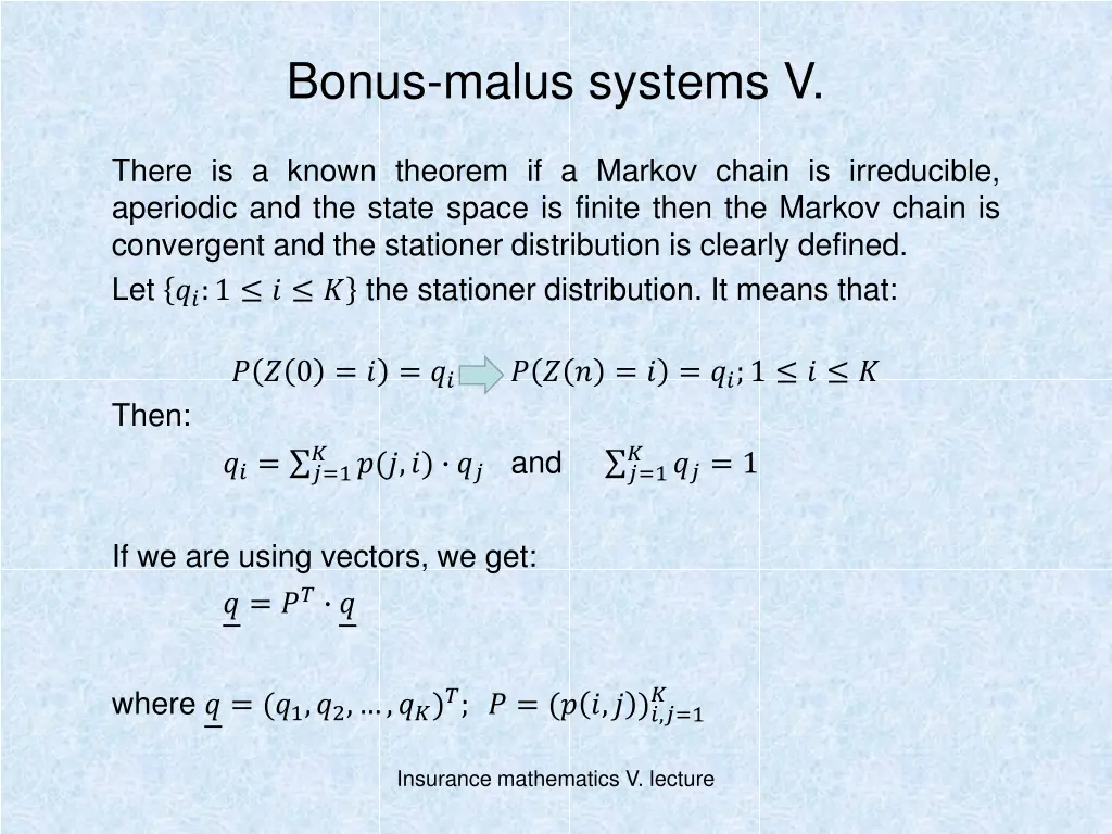 bonus malus systems v