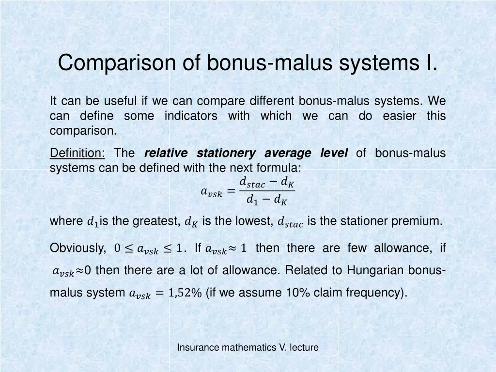 comparison of bonus malus systems i