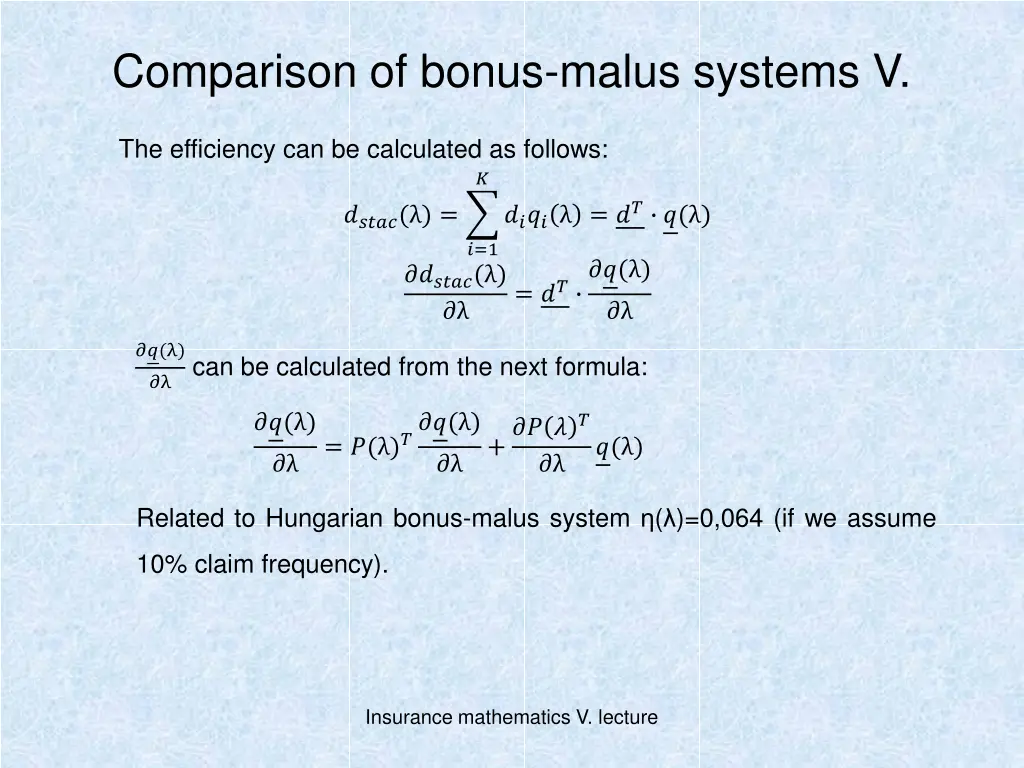 comparison of bonus malus systems v