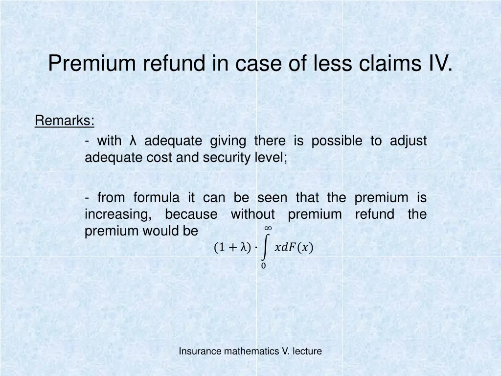 premium refund in case of less claims iv