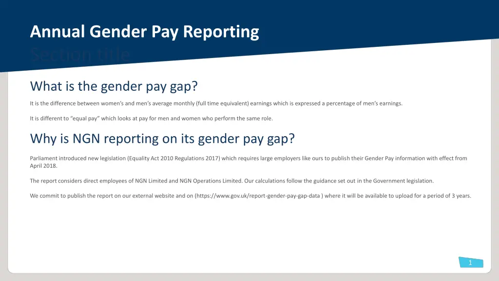 annual gender pay reporting section title