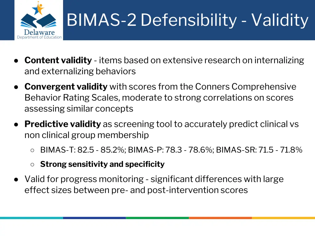 bimas 2 defensibility validity