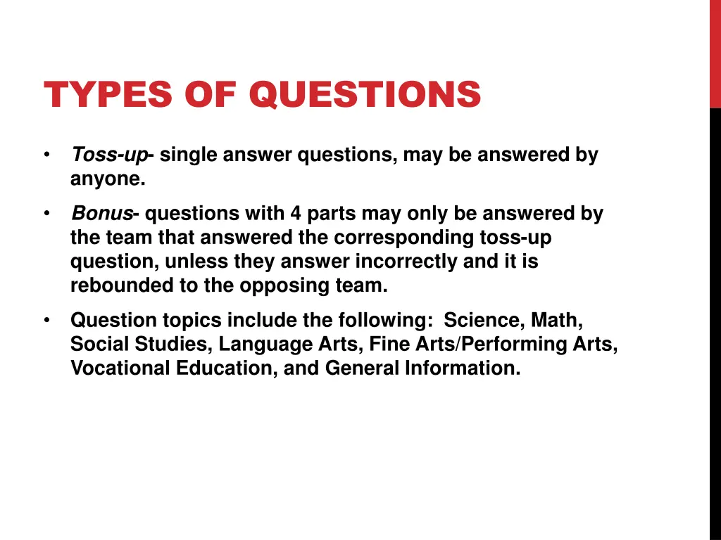 types of questions