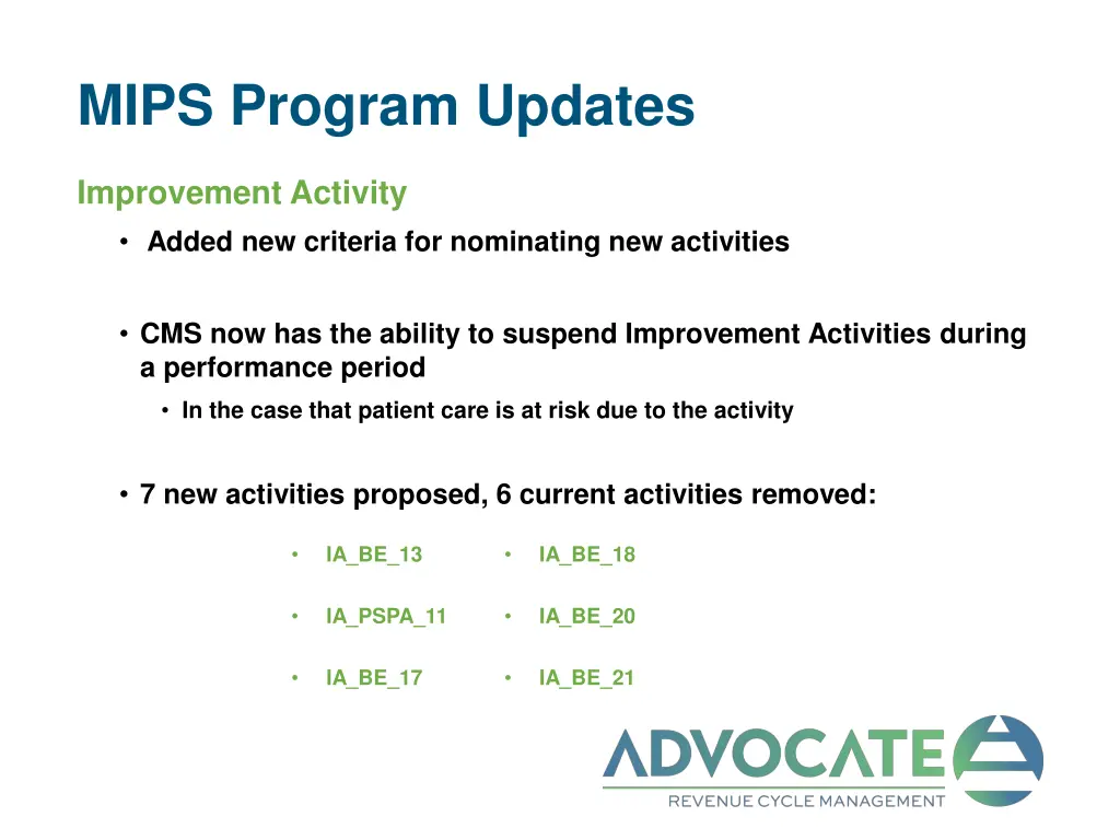 mips program updates 2