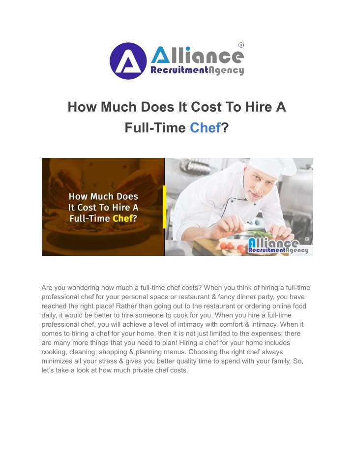 how much does it cost to hire a full time chef