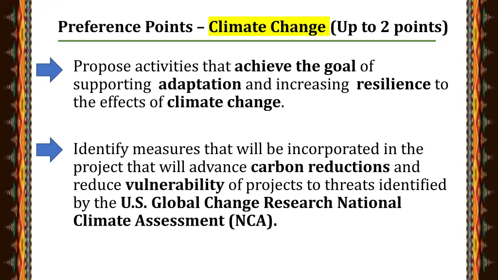 preference points climate change up to 2 points