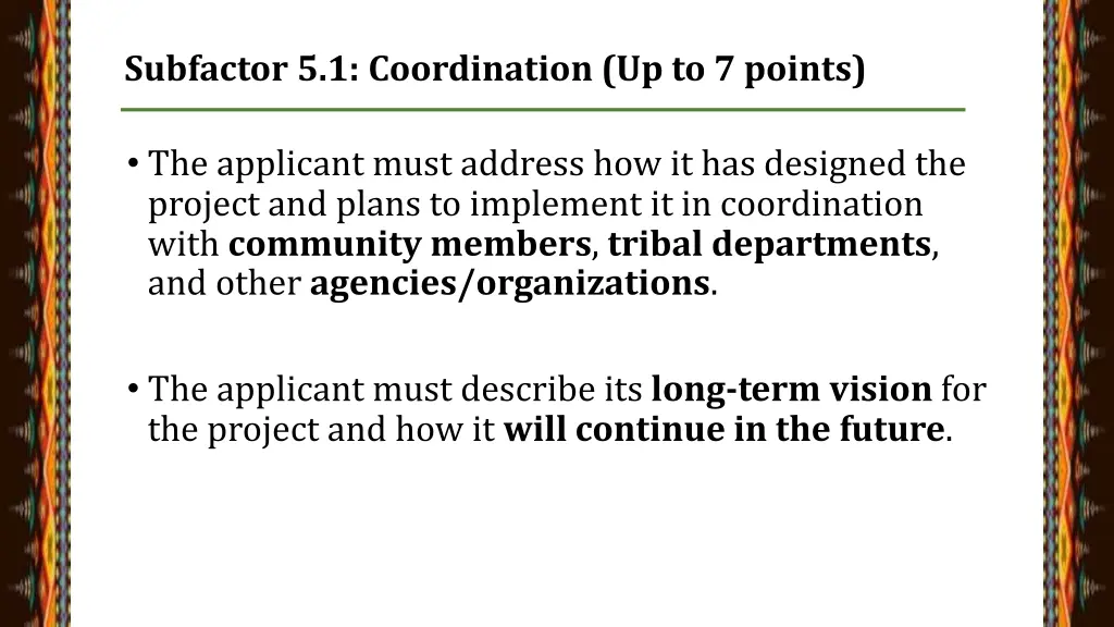 subfactor 5 1 coordination up to 7 points