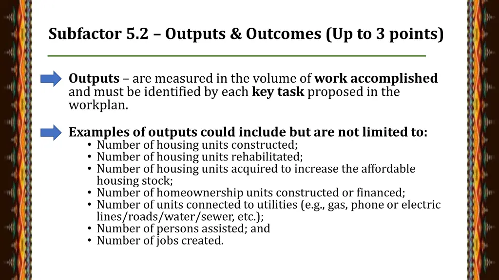 subfactor 5 2 outputs outcomes up to 3 points 1