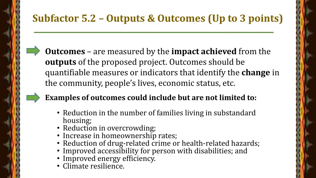 subfactor 5 2 outputs outcomes up to 3 points 2