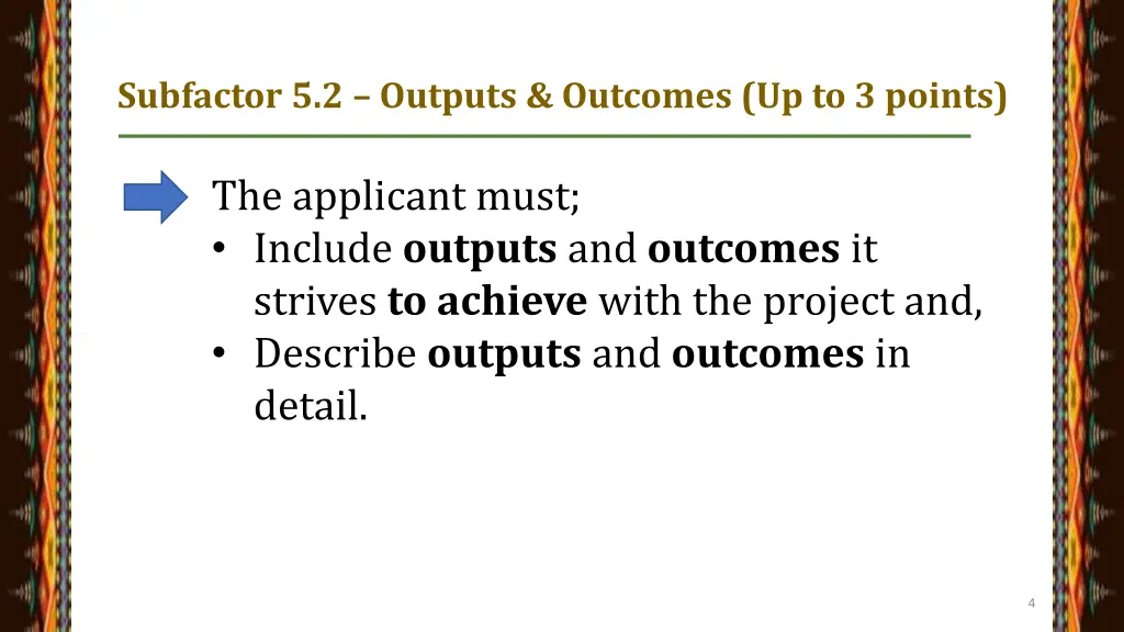 subfactor 5 2 outputs outcomes up to 3 points