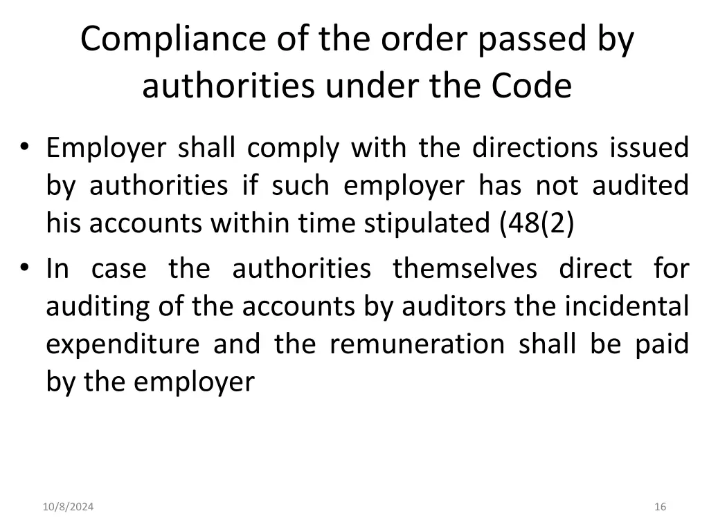 compliance of the order passed by authorities