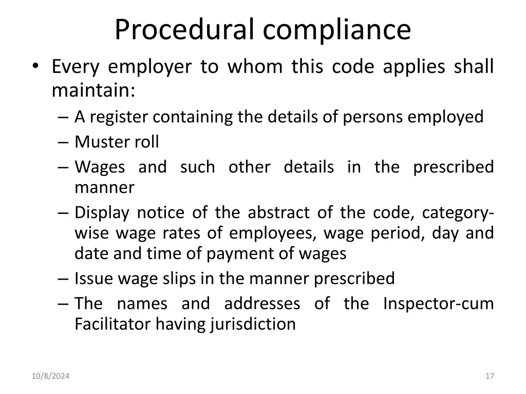 procedural compliance every employer to whom this