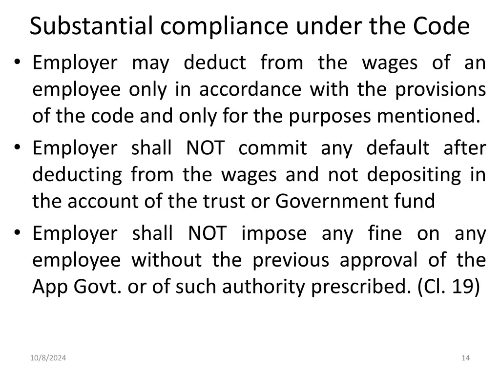 substantial compliance under the code employer 2