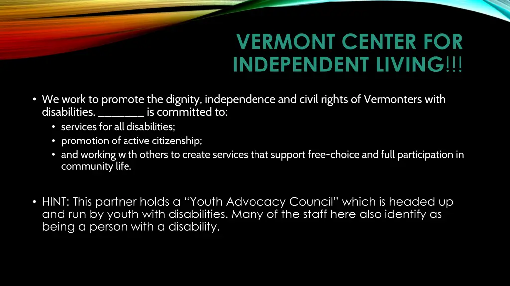 vermont center for independent living