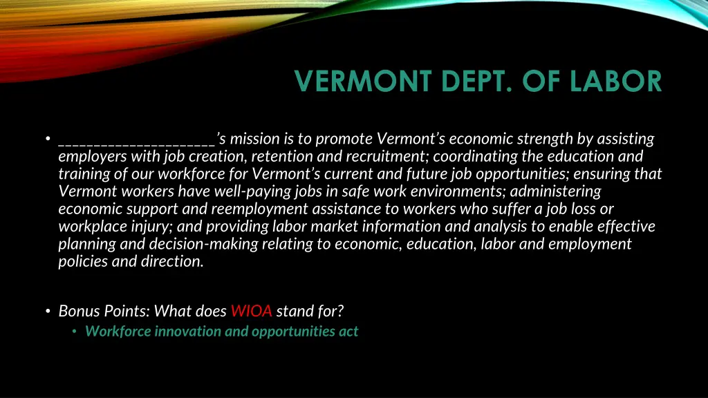 vermont dept of labor