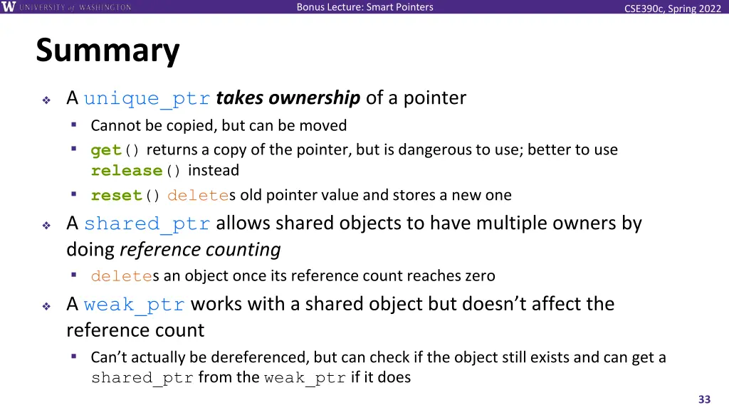 bonus lecture smart pointers 32