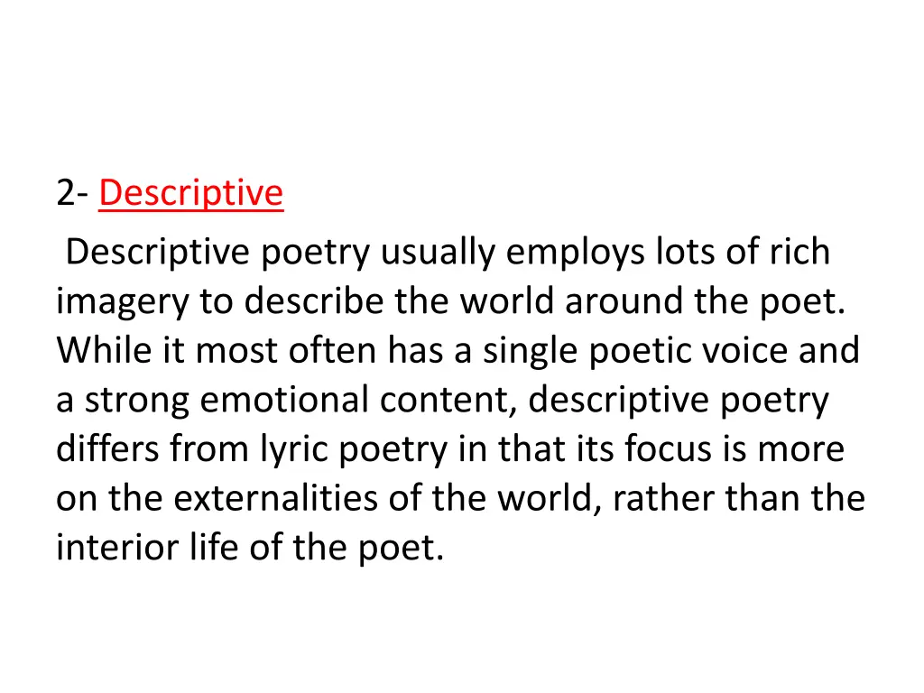 2 descriptive descriptive poetry usually employs