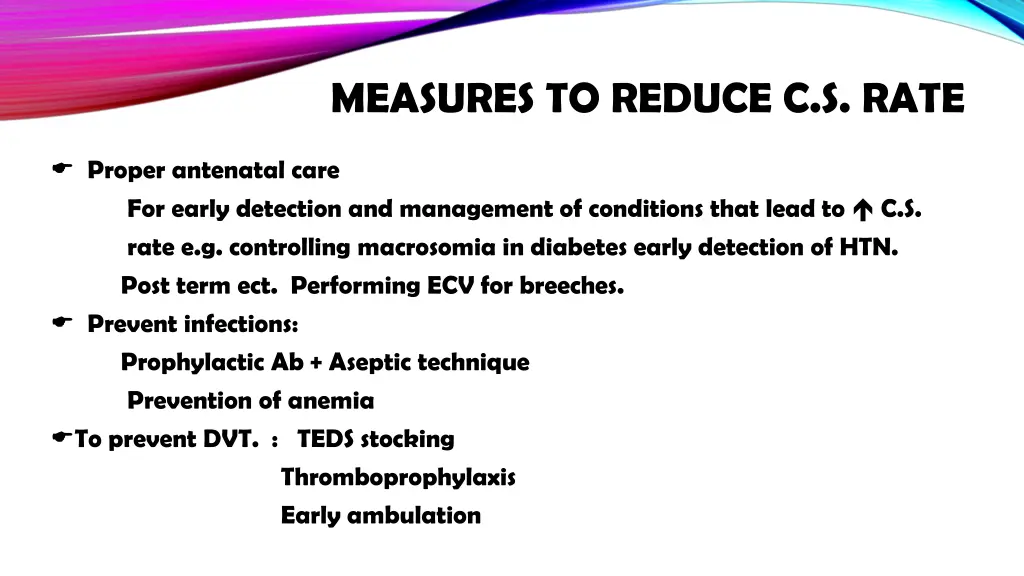 measures to reduce c s rate