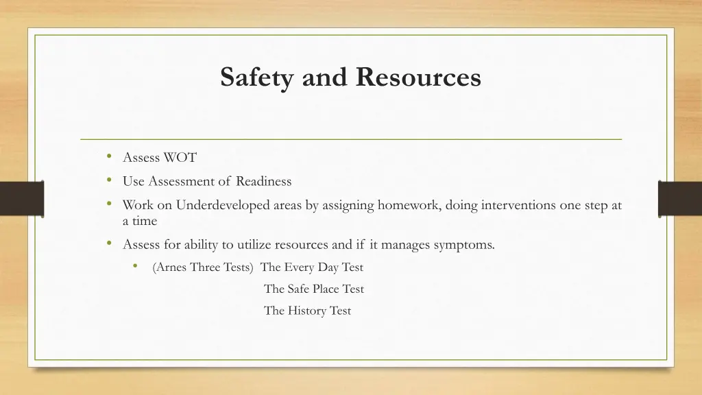 safety and resources