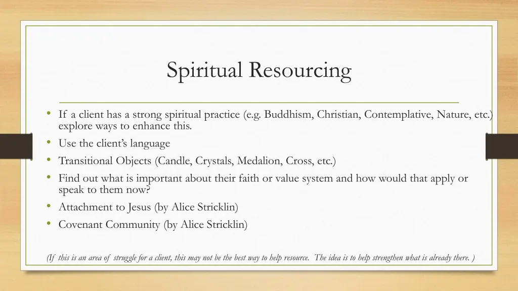 spiritual resourcing