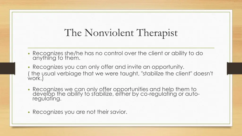 the nonviolent therapist