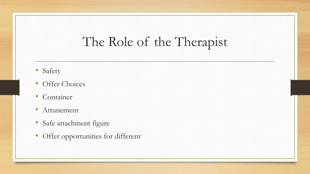 the role of the therapist