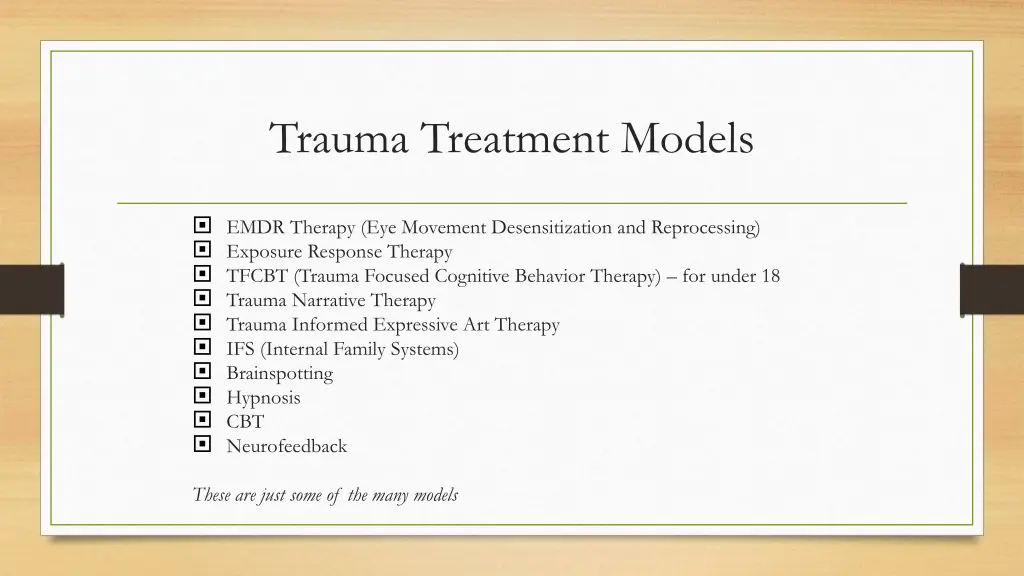 trauma treatment models