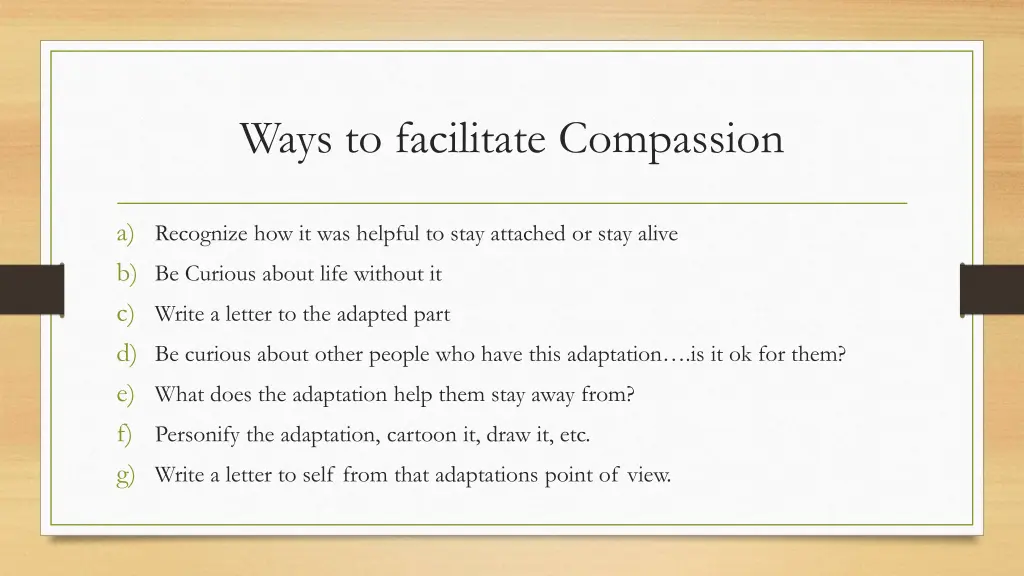 ways to facilitate compassion