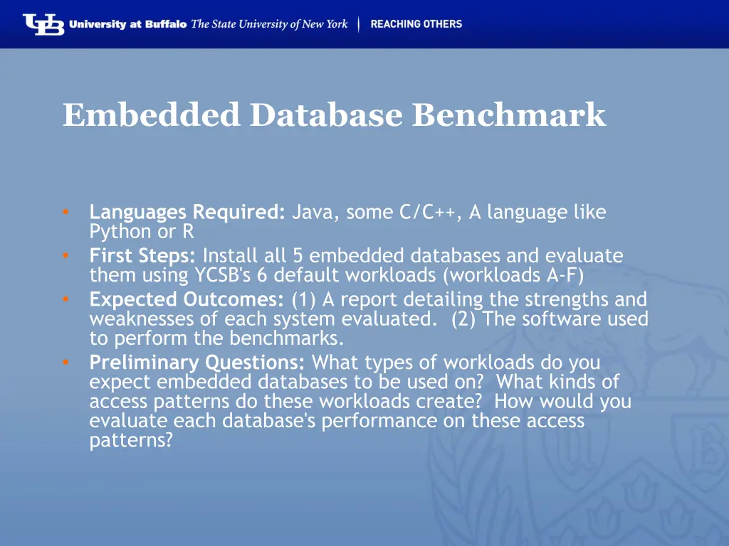 embedded database benchmark 1