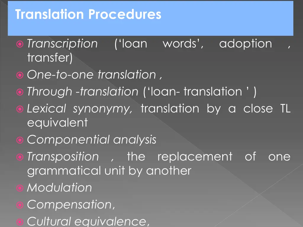 translation procedures