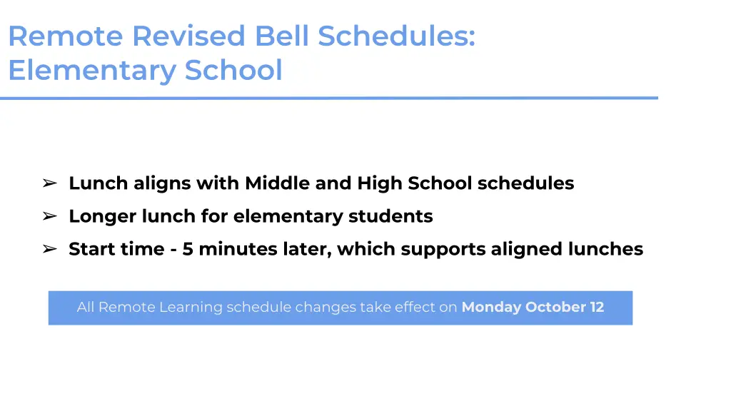 remote revised bell schedules elementary school