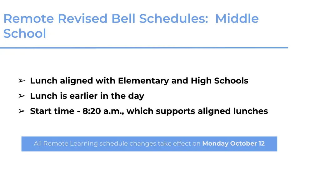 remote revised bell schedules middle school