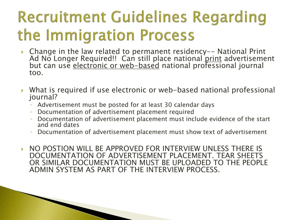 change in the law related to permanent residency