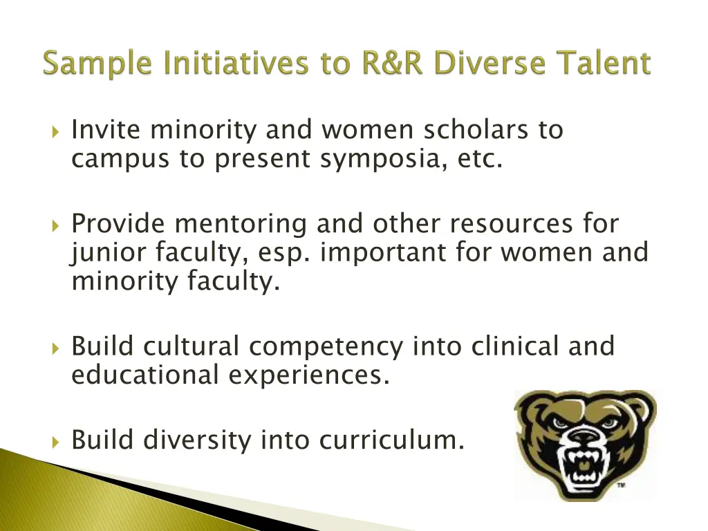 invite minority and women scholars to campus