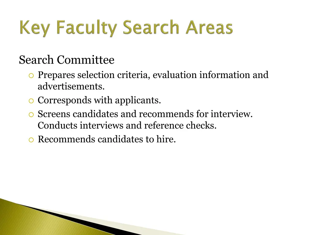 search committee prepares selection criteria