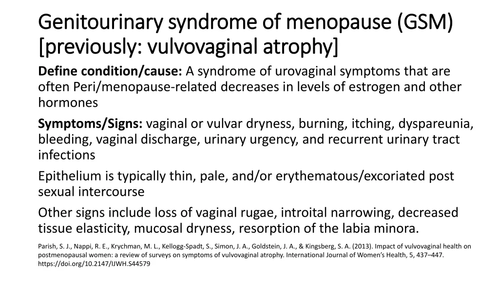 genitourinary syndrome of menopause