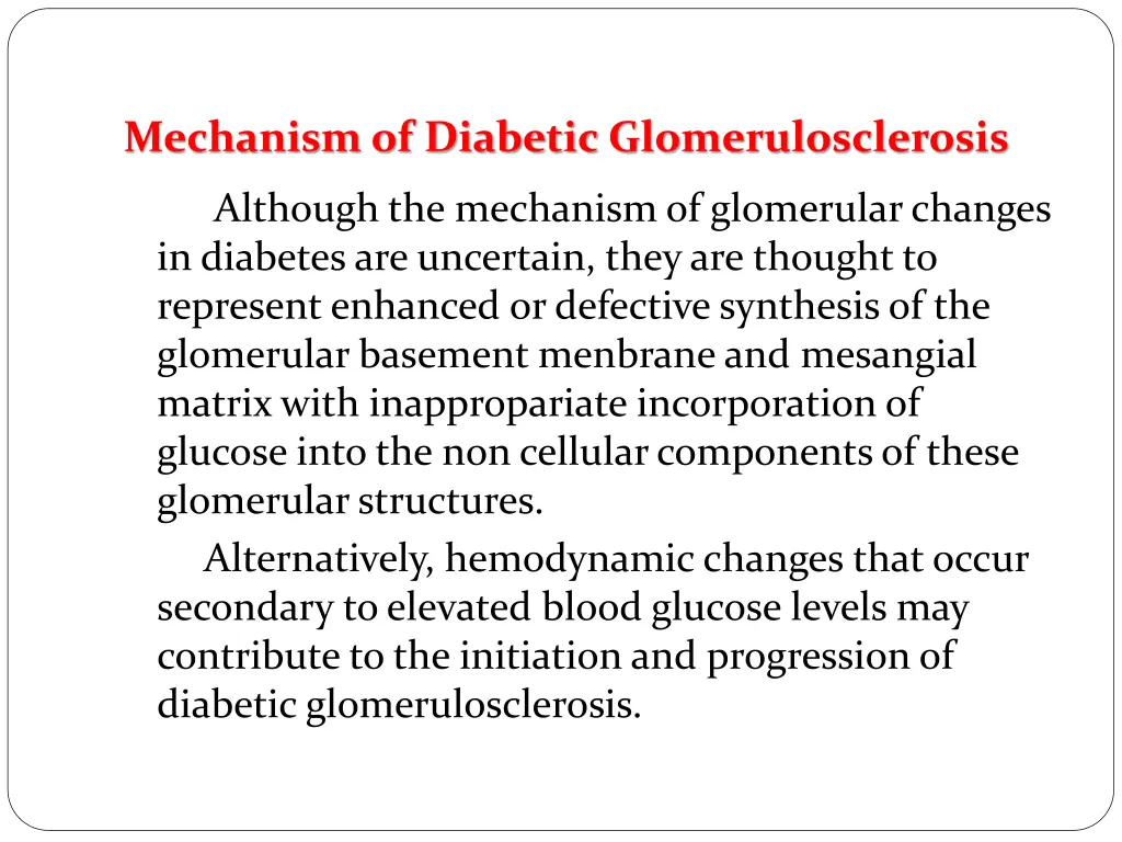 mechanism of diabetic glomerulosclerosis