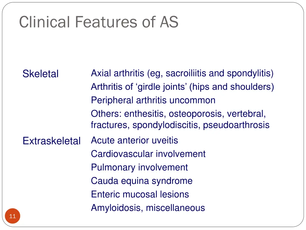 clinical features of as