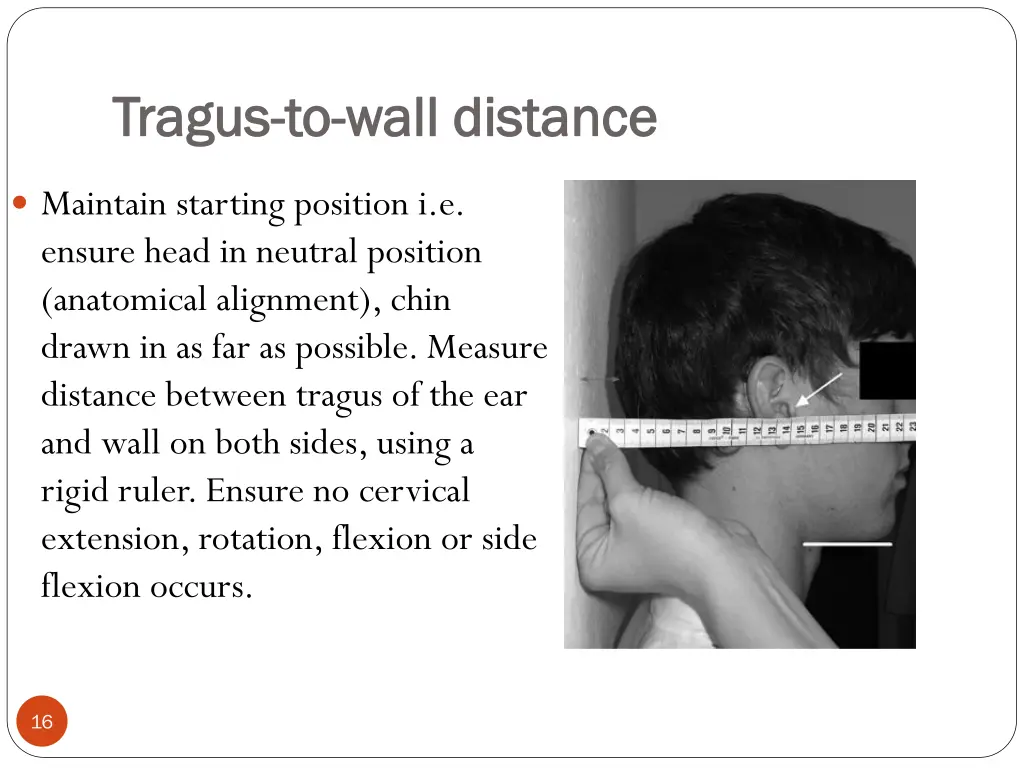 tragus tragus to to wall distance wall distance