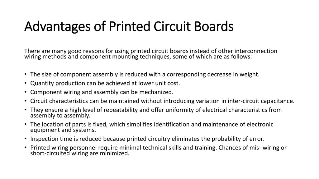 advantages of printed circuit boards advantages