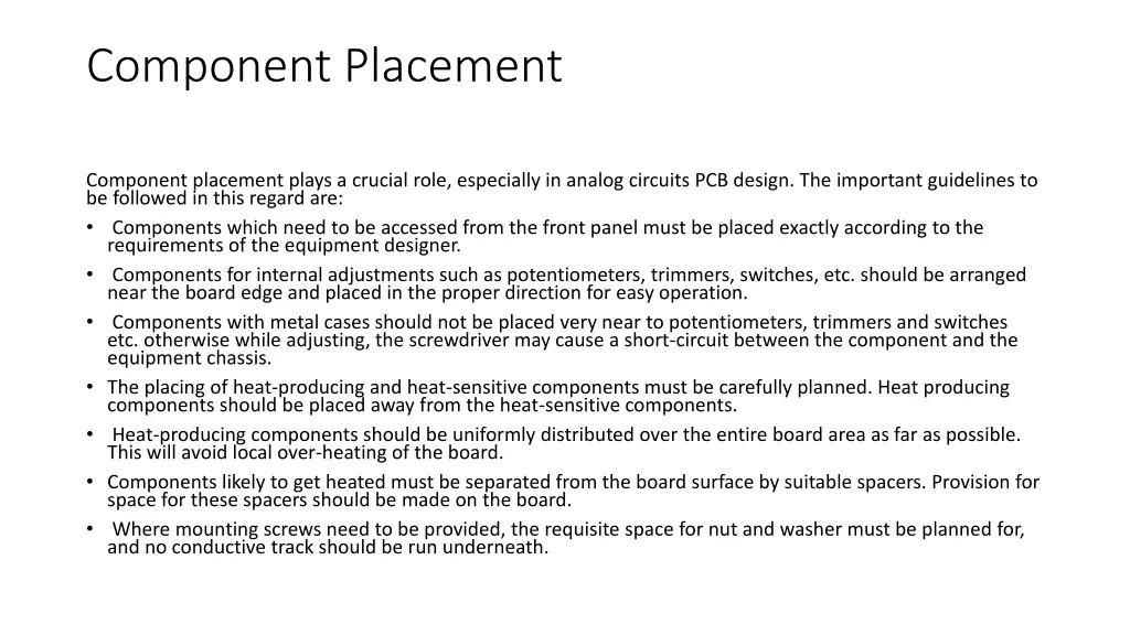 component placement