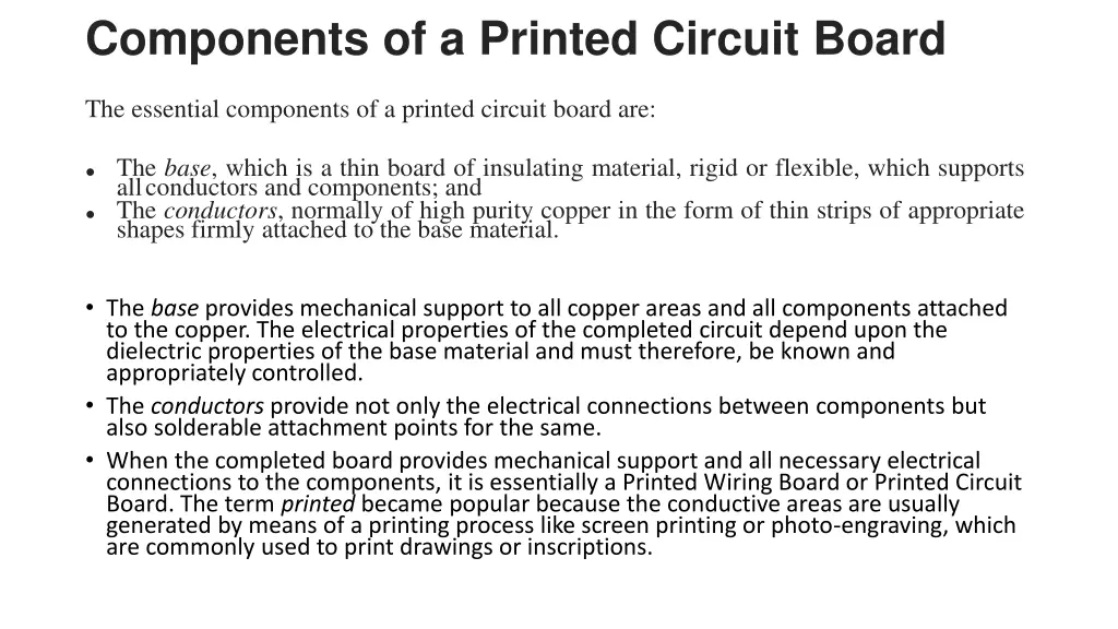 components of a printed circuit board